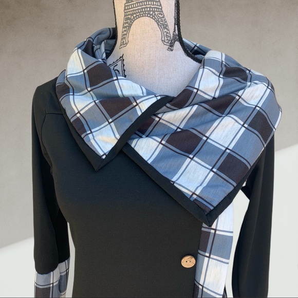 Checkered jersey knit top SMALL - Picture 3 of 4